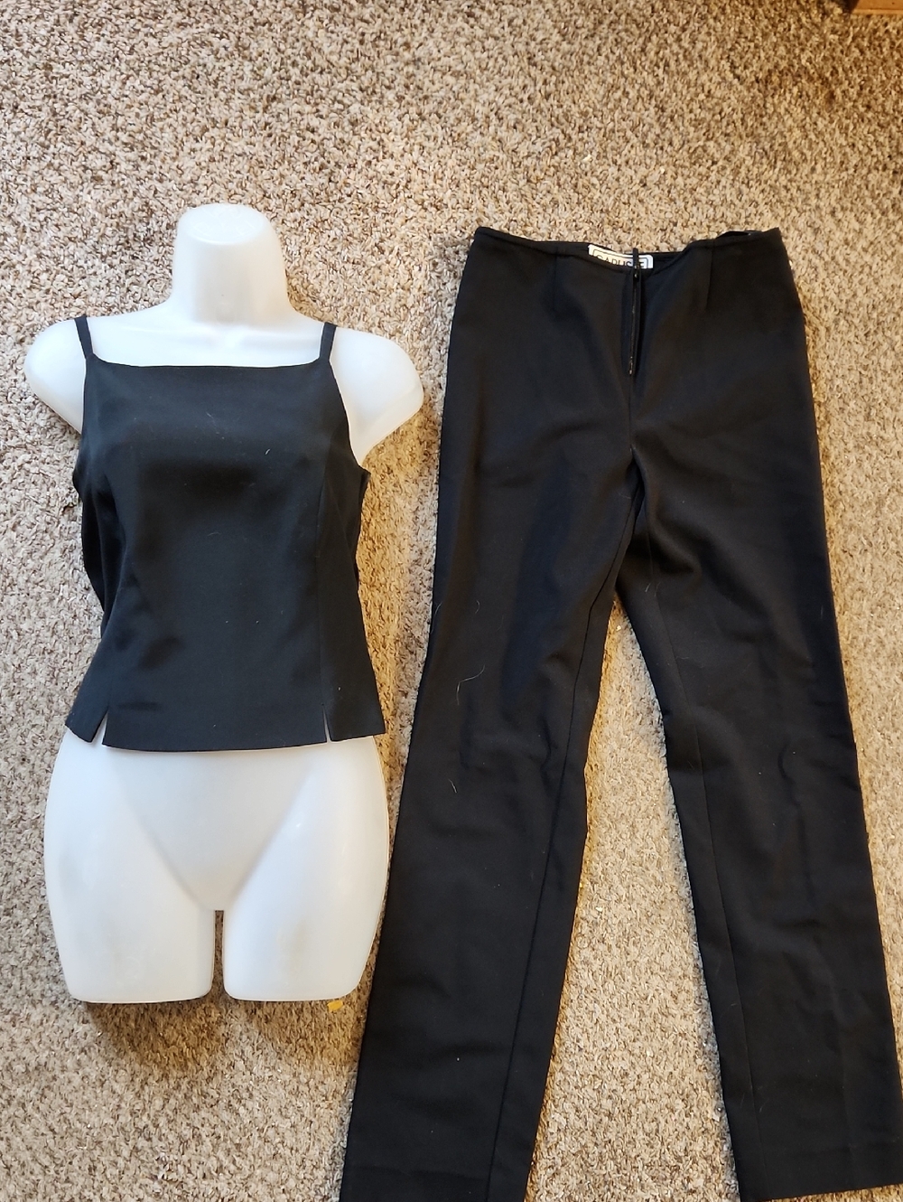 Carlisle Black Slim Pants & Spaghetti Strap Camisole Set